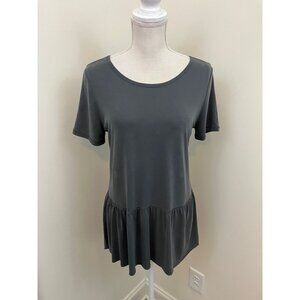 Mote Gray Short Sleeve Peplum Top Size Medium